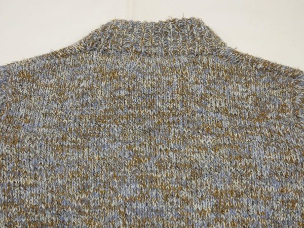 画像10: 60s ビンテージ ハンドメイド？メランジ織り ミックスウール フルジップ ロング カーディガン ニット コート  (10)