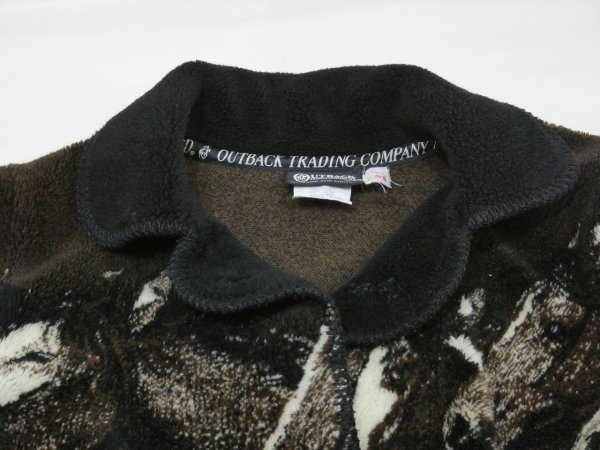 画像9: CANADA製 90s OUTBACK TRADING COMPANY アニマル ホース プリント コンチョボタン フリース ボア 短丈 ショート丈 ジャケット (9)