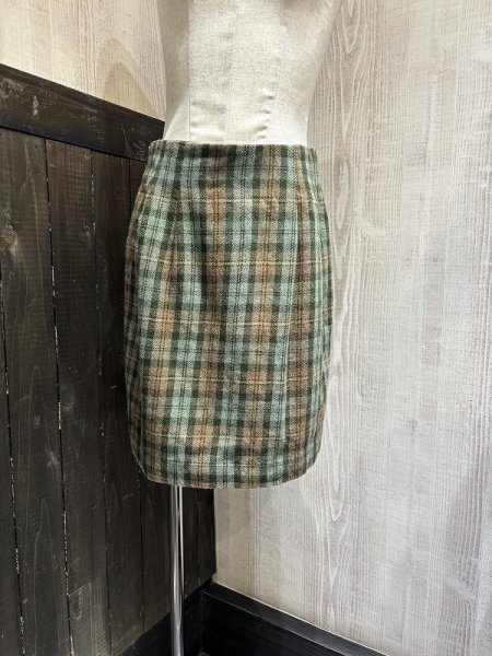 画像1: USA製 80s michele タータンチェック タイト ミニ スカート (1)