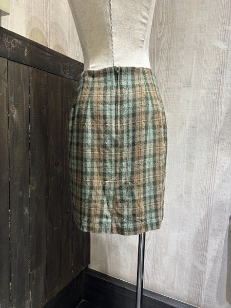 画像2: USA製 80s michele タータンチェック タイト ミニ スカート (2)