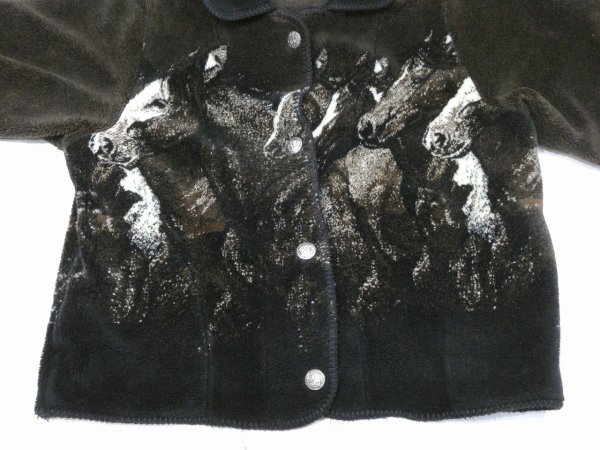 画像11: CANADA製 90s OUTBACK TRADING COMPANY アニマル ホース プリント コンチョボタン フリース ボア 短丈 ショート丈 ジャケット (11)