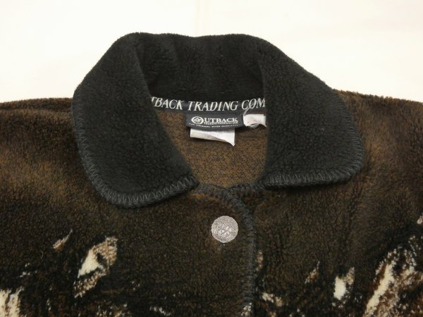 画像6: CANADA製 90s OUTBACK TRADING COMPANY アニマル ホース プリント コンチョボタン フリース ボア 短丈 ショート丈 ジャケット (6)