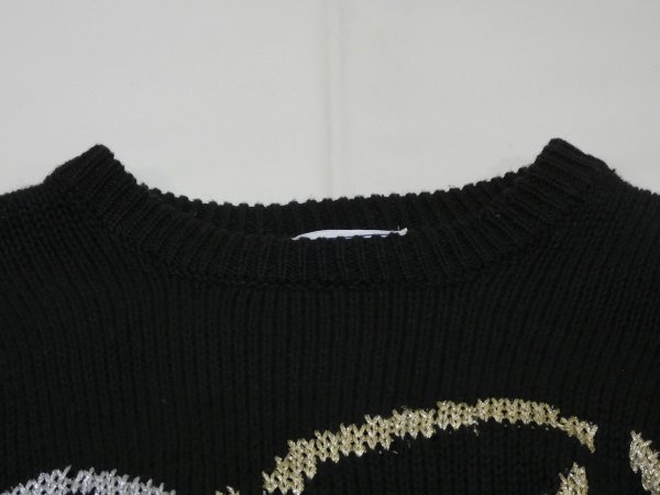 画像6: DEAD STOCK 未使用 80s 90s Sweater Bee ゴールド シルバー プリント コットン ニット セーター (6)