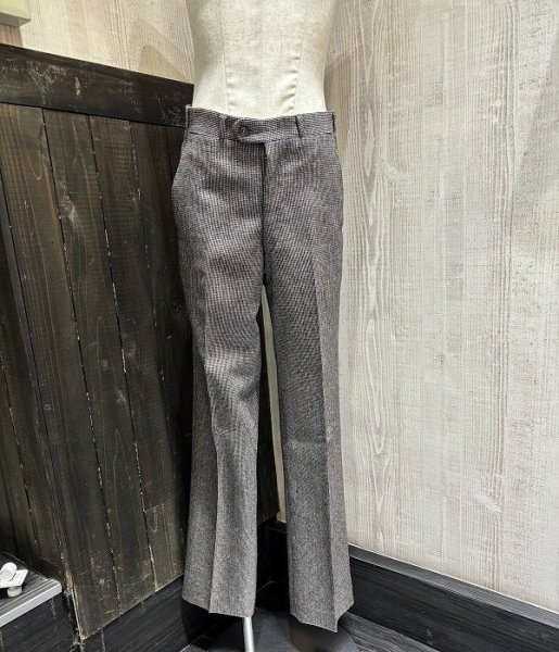 画像1: 60s 70s ビンテージ 格子チェック ブーツカット スラックス (1)