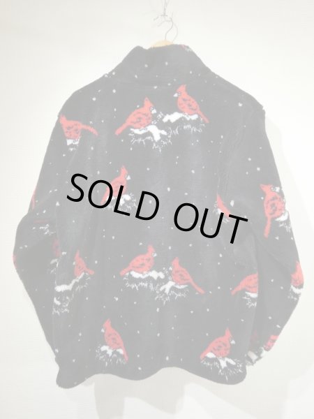 画像4: USA製 90s BLACK MOUNTAIN ショウジョウコウカンチョウ プリント ボアフリース ブルゾン ジャケット (4)