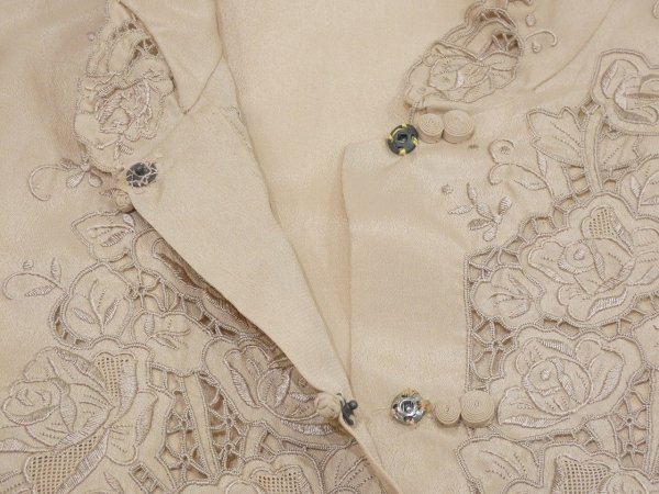 画像6: 60s 70s ビンテージ シルク？ チャイナ ボタン ブラウス  (6)
