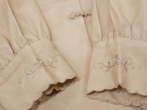 画像13: 60s 70s ビンテージ シルク？ チャイナ ボタン ブラウス  (13)