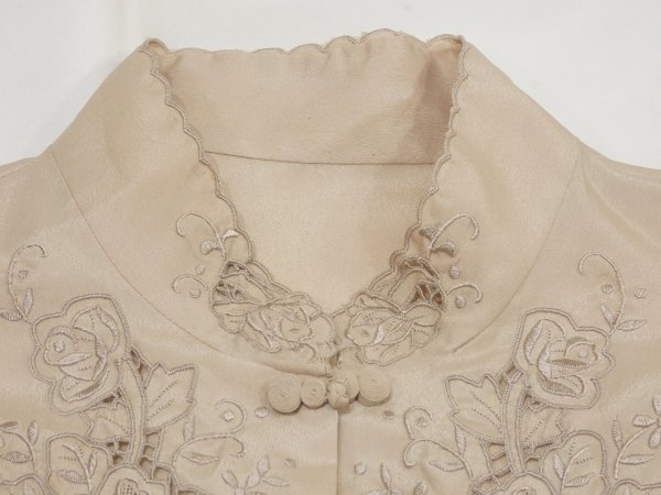 画像5: 60s 70s ビンテージ シルク？ チャイナ ボタン ブラウス  (5)