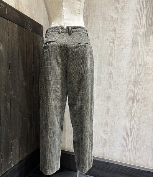 画像2: 90s GENERRA 格子 ブロック チェック ツータック テーパード コーデュロイ スラックス (2)