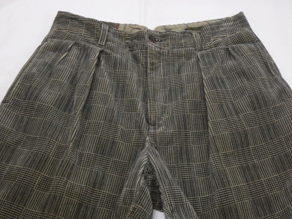 画像6: 90s GENERRA 格子 ブロック チェック ツータック テーパード コーデュロイ スラックス (6)