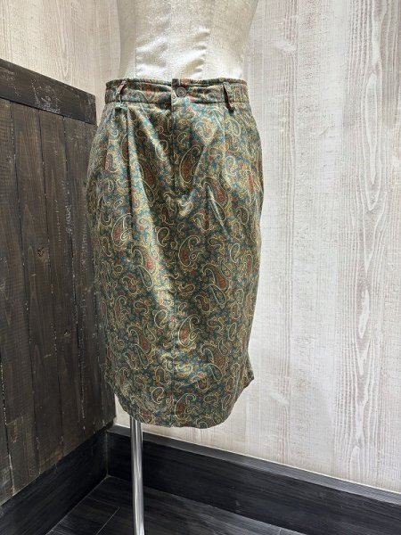 画像1: 90s LIZ SPORT ペイズリー柄 タイト デザイン ミディアム ショート スカート  (1)