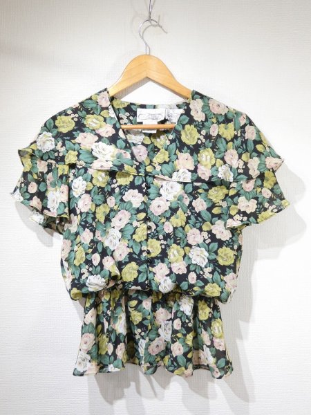 画像3: 90s LIZ PETITES 花柄 レースカラー ウエストペプラム プルオーバー チュニック ブラウス (3)