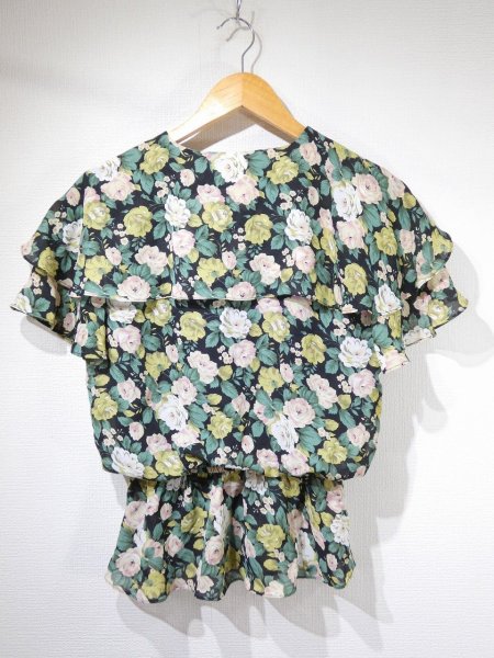 画像4: 90s LIZ PETITES 花柄 レースカラー ウエストペプラム プルオーバー チュニック ブラウス (4)