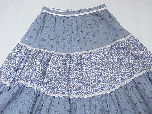 70s ビンテージ GUNNE SAX ? 前開き 花柄 ティアード スカート - Chago