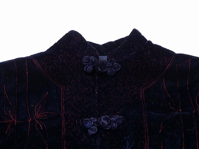 70s Botillion ベロア キルティング 中綿 刺繍 チャイナ ジャケット