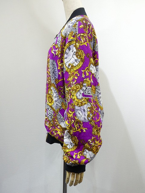 80〜90s Patino 懐中時計 スカーフ柄 レーヨン ブルゾン ジャンパー 