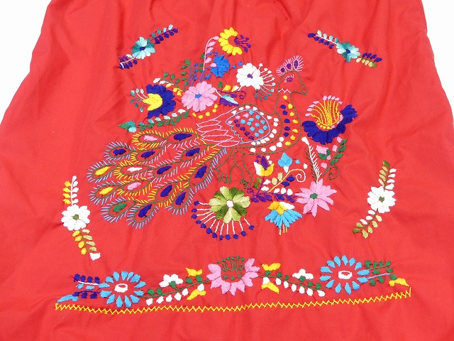 ビンテージ 80s  鳳凰 花柄 刺繍 メキシカン ワンピース 美品