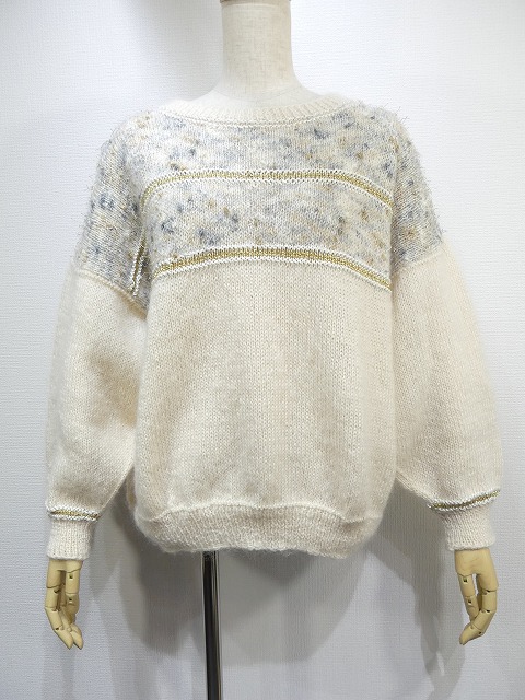 金糸入り白いセーター - ニット