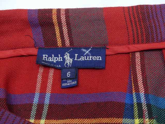 USA製 80s Ralph Lauren ラルフローレン タータンチェック フリンジ