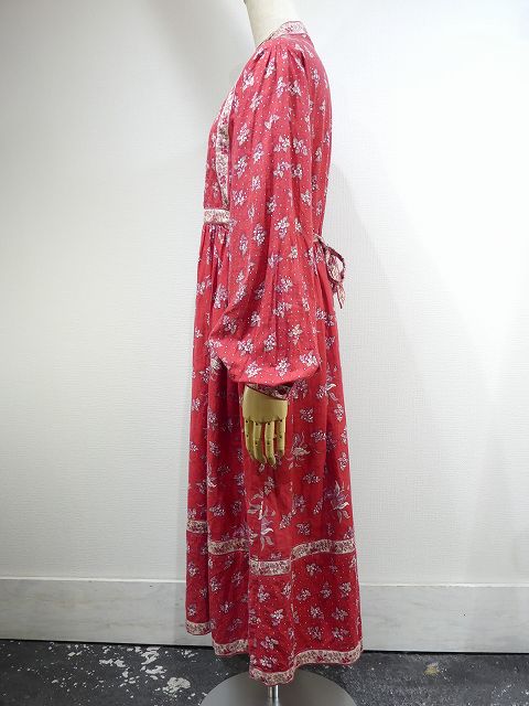 ヴィンテージ 70s インド綿 ワンピース 赤系 インド Vintage