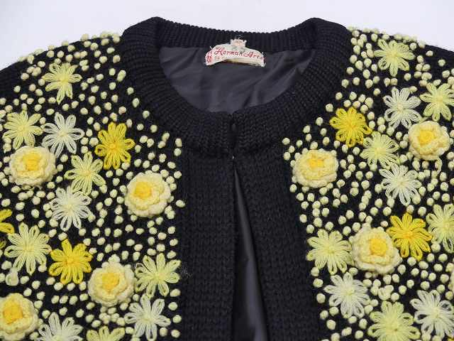【安い2024】フランスヴィンテージ パステルプチローズ刺繍のセーター トップス