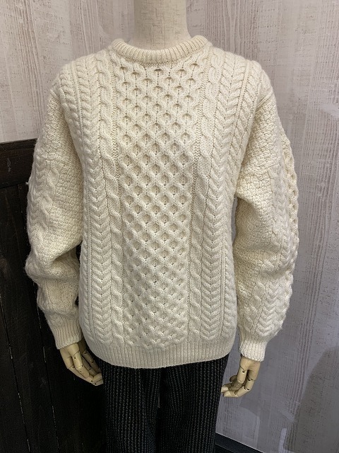 IRELAND製 80s ビンテージ BLARNEY WOOLLEN MILLS ケーブル編み アラン ...