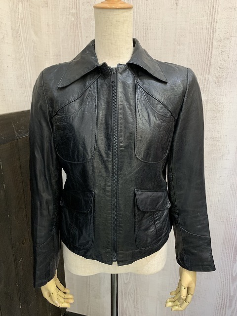 80s PRIVATE LINE シングル ライダース デザイン レザー ジャケット 