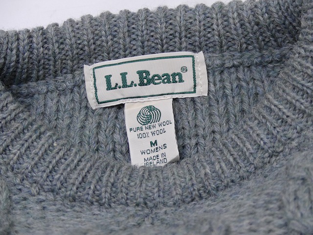 IRELAND製 80s ビンテージ L.L.Bean セージグリーン ケーブル編み 