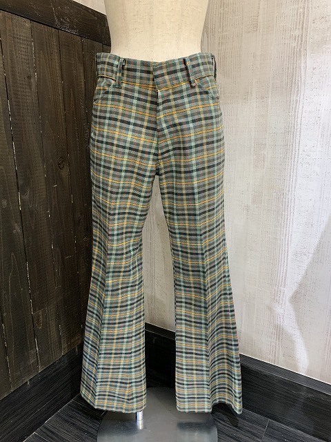 70s ビンテージ Sears PUT ON SHOP ブロック チェック フレア パンツ - Chago Chago Boutique