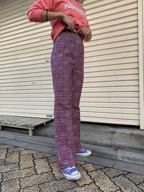 70s flare check pants