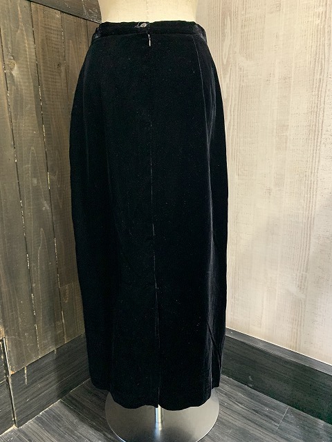1980's USA製 ベルト付き ブラック ベルベット ロングスカート