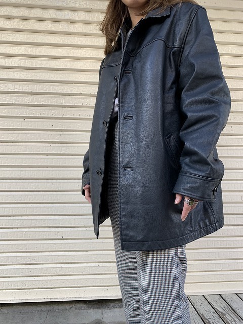 90s OLD GAP ギャップ レザー ジャケット ハーフ コート キルティング 