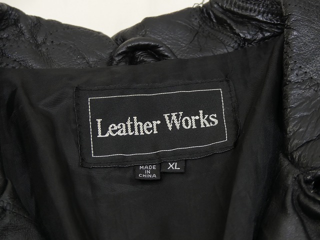 90s ビンテージ LEATHER WORKS パッチワーク クラフト レザー ハーフ ...