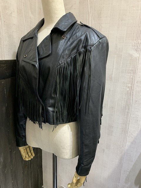 80s】leather wear ダブルライダース vintage 短丈-