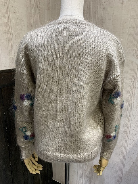 ビンテージ 80s ニット セーター ハート 花柄 刺繍 3D