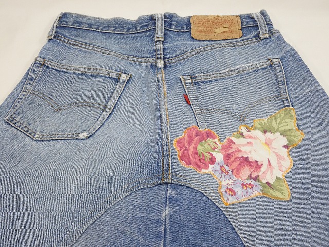 Vintage flower galaxy jeans リメイク