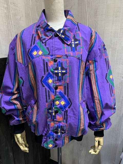 USA製 80s ビンテージ SAN DEE WESTERN WEAR INC. ネイティブ オルテガ デザイン プリント ジャケット ブルゾン