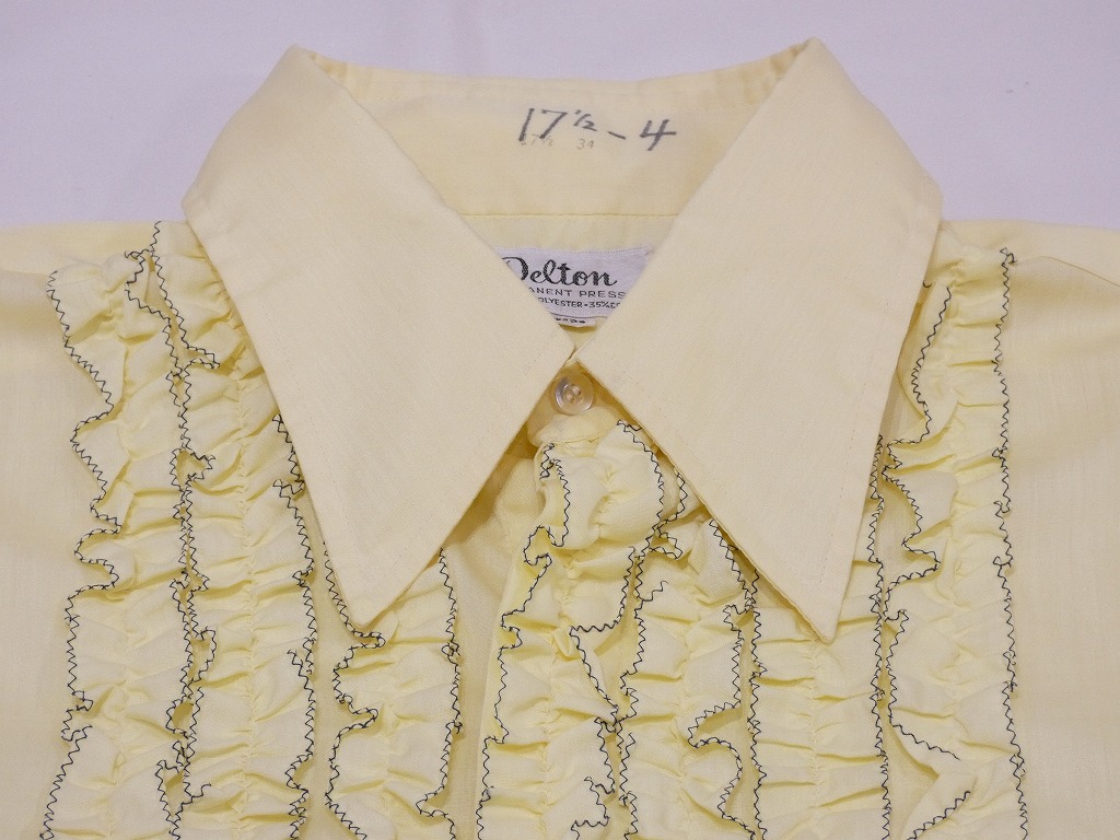 70s ビンテージ DELTON ライトイエロー フリル ドレス シャツ - Chago ...